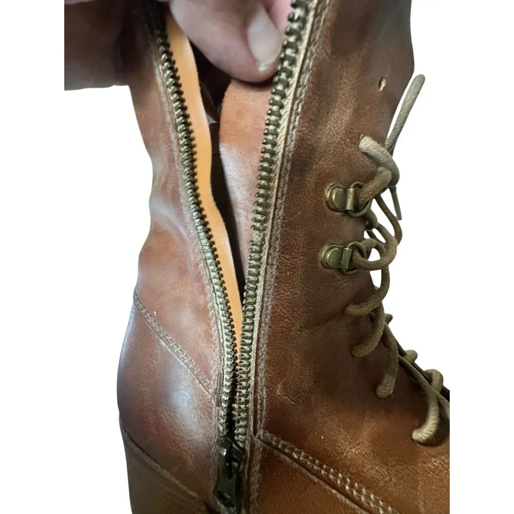 Kork-Ease Women's Raleigh Leather Ankle Boot Sz 10M Side Zip Y2K Brown Platform
